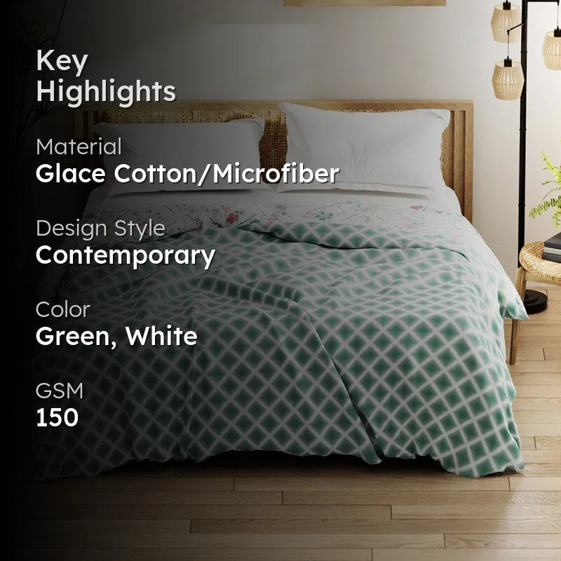 Galahad Reversible Geometric Comforter (Green) - 120 GSM media 2