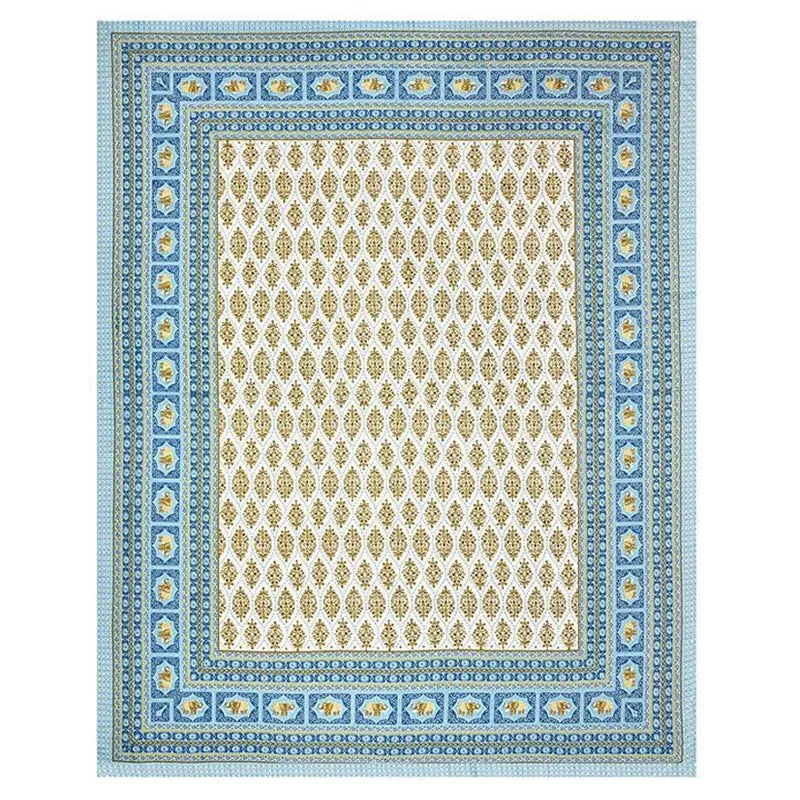 Mahat Ethnic Cotton Bedsheet (Blue,Yellow) - 180 TC media 5