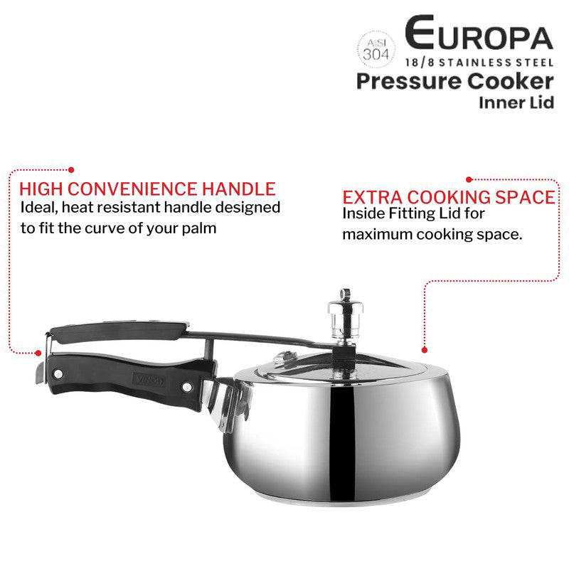 Vinod Zyric Pressure Cooker Stainless Steel - 3000 mL/ 14 Inches media 5