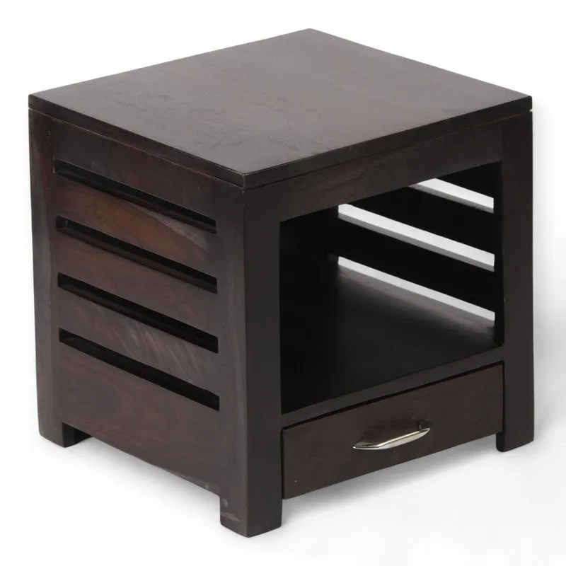 Sverix Sheesham Wooden Side & Bedside Table - Black media 4