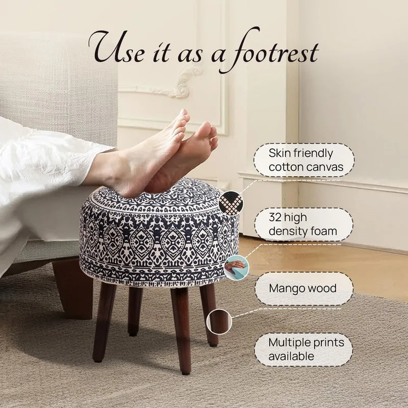 Dona Cotton Ottoman - Blue & White media 4