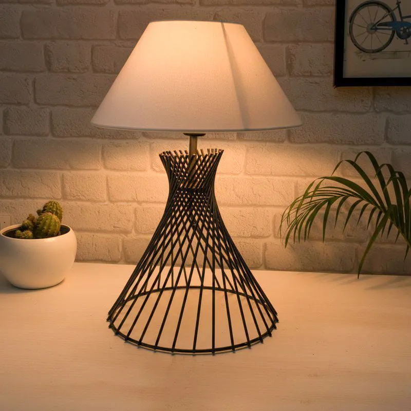Spiral Affairs Fabric Table Lamp - White media 1