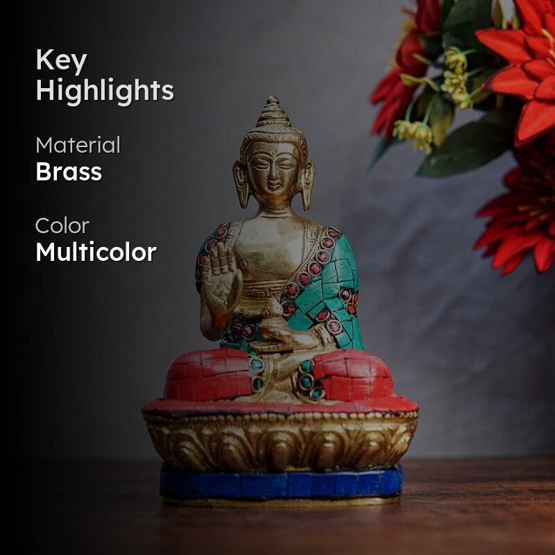 Beatific Brass Buddha Statue media 2
