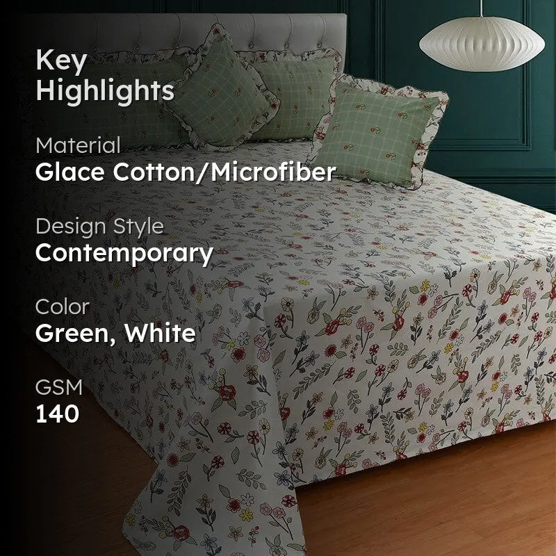 Natura Frilled Floral Microfiber Bedding Set - Five Piece Set media 2