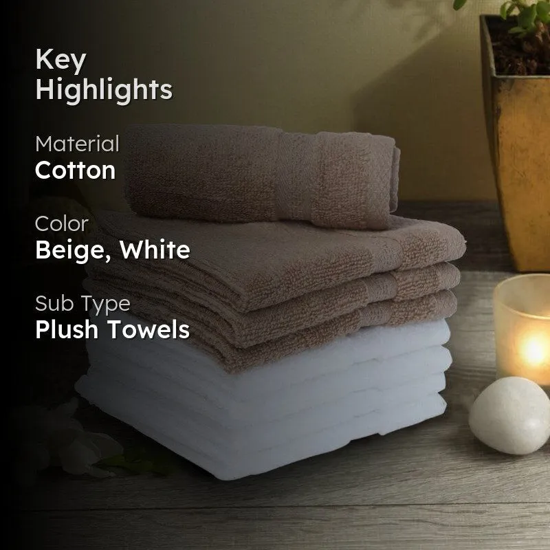 Miorah Face Towel (White & Beige) - Set Of Eight media 2