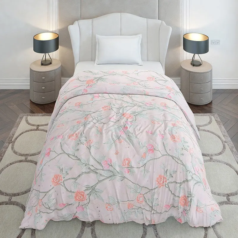 Monte Carlo Rosevia Floral Polyester Reversible Comforter (Peach) - 120 GSM media 5