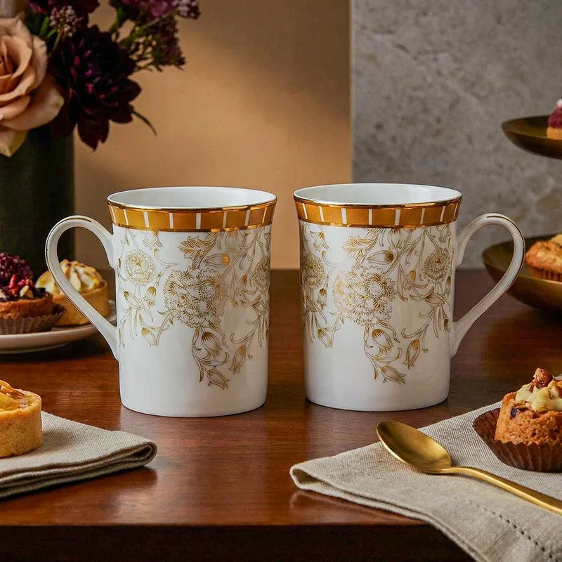 Gilded Iris Classic 24k Gold Brushed Porcelain Coffee Mug (300 mL Each/Gold) - Set Of Six media 3