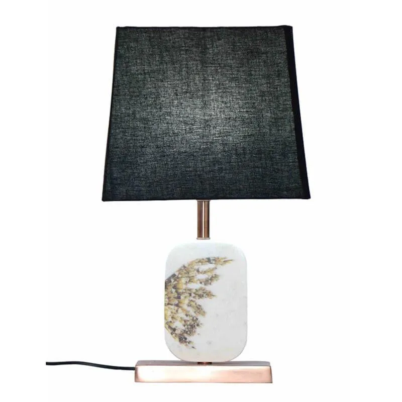 Winged Printed Marble & Copper Base Fabric Table Lamp - Black,White media 4