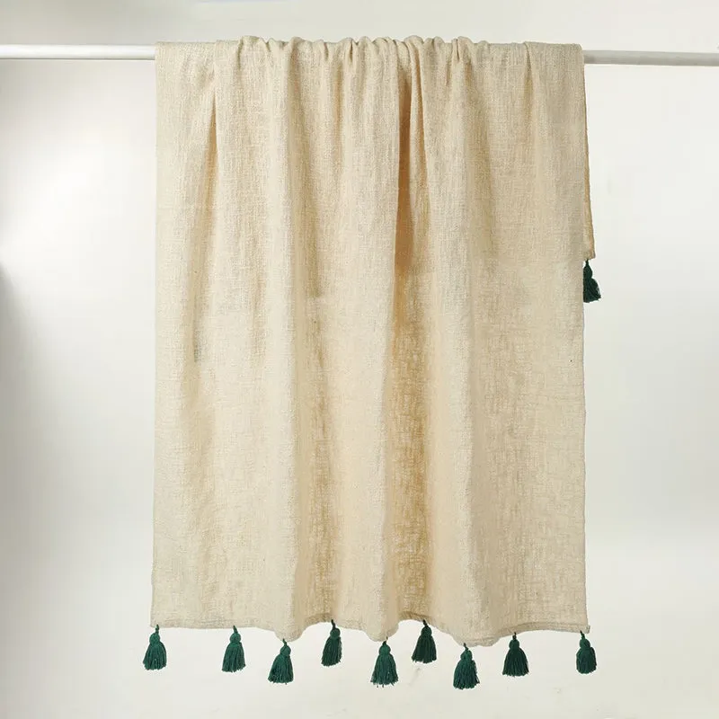 Tassura Tasselled Cotton Throw - Green media 9