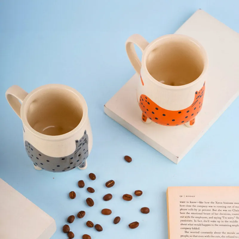 Polka Ceramic Coffee Mug (250 mL Each) - Set of Two media 4