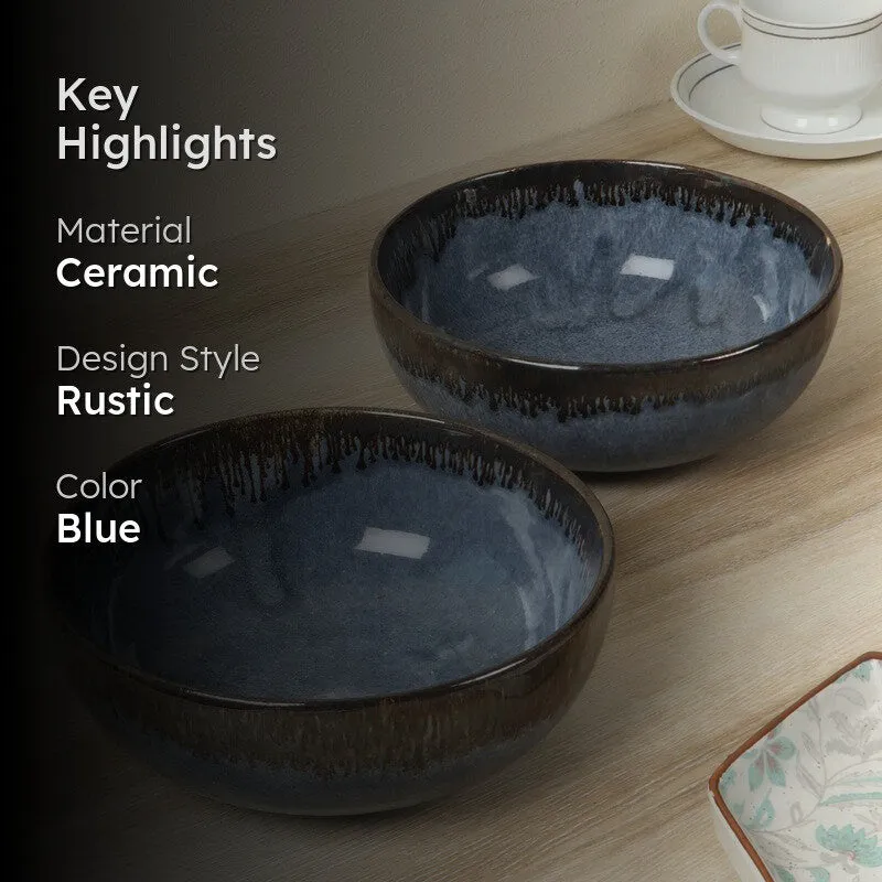 Modessa Table Serving Bowl (Blue,700 mL Each) - Set Of Two media 2