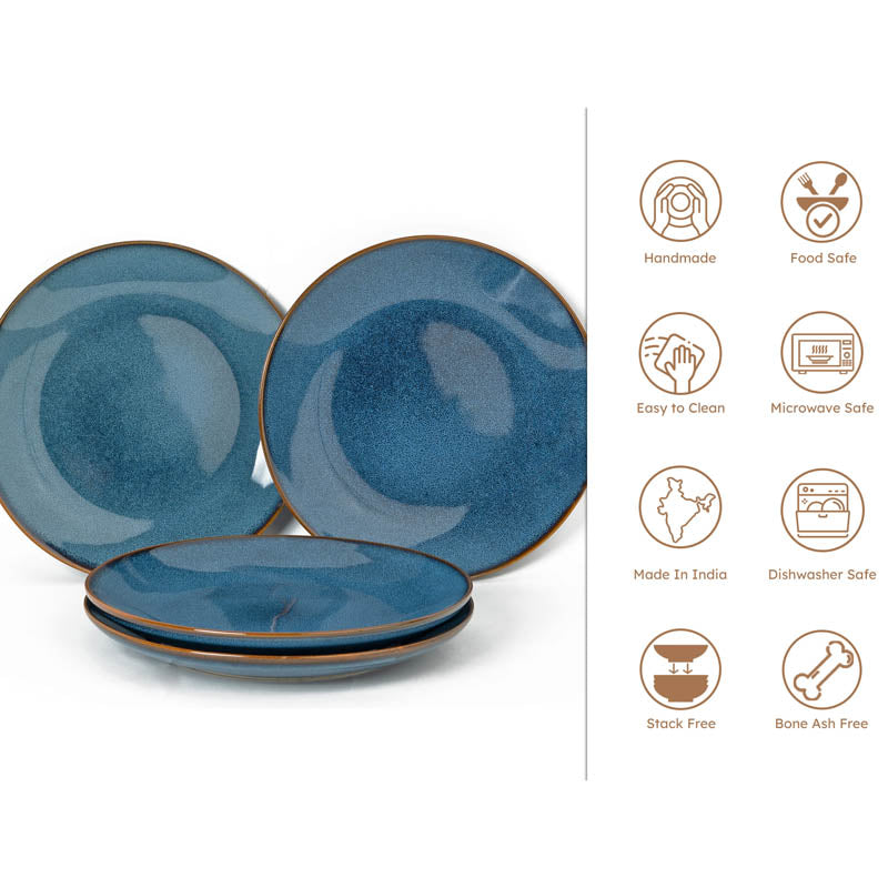 Tarangini Handmade Quarter Plate (Blue) - Set of Four media 5