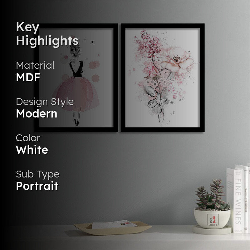Girl In Pink Wall Painting - Set Of Two media 2