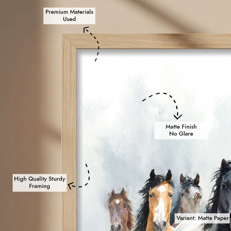 Horse of Freedom Wall Painting With Brown Frame media 9