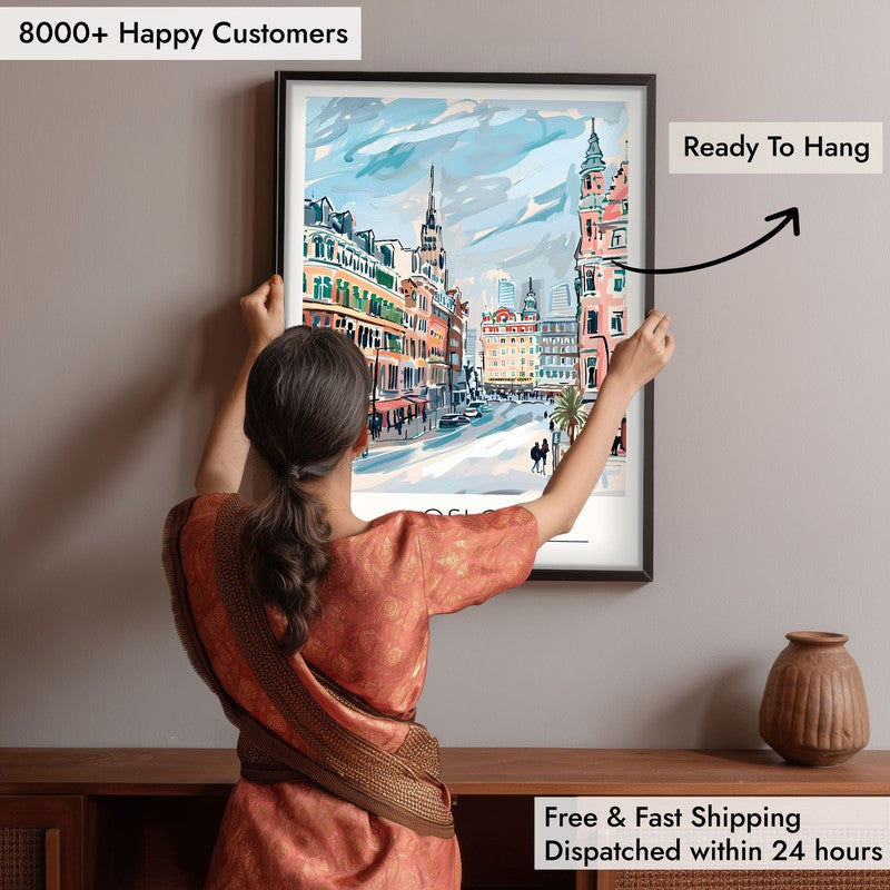 Vintage Oslo Framed Canvas Wall Painting media 6