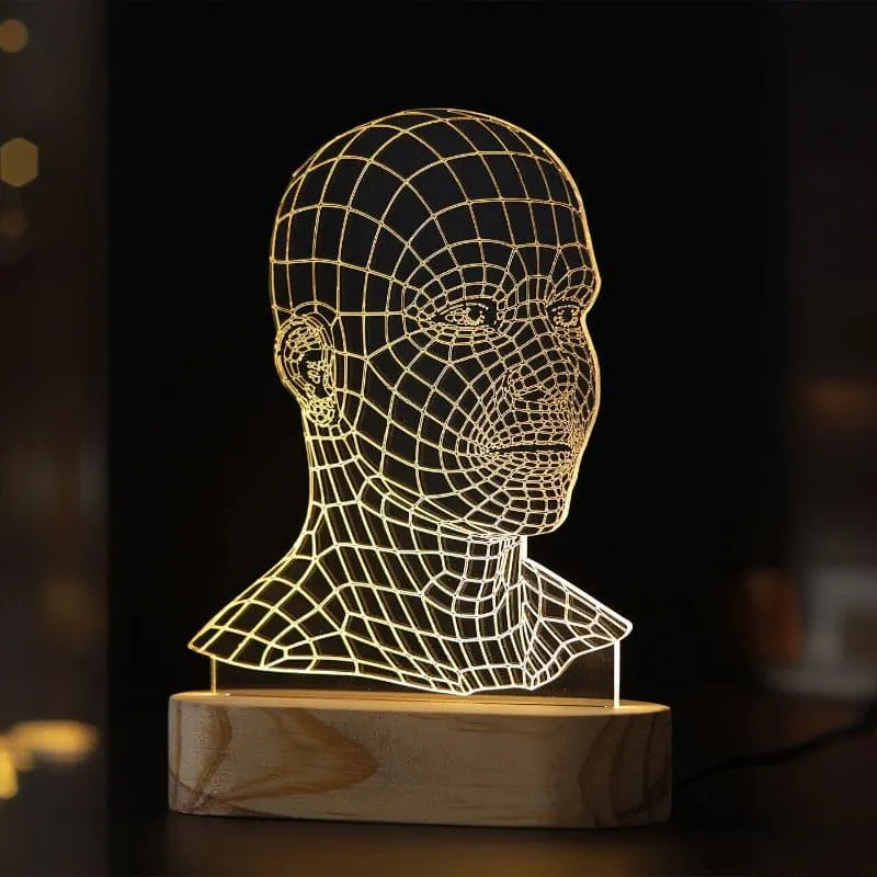 Human Face Luminance Acrylic LED Table Lamp - Brown media 1
