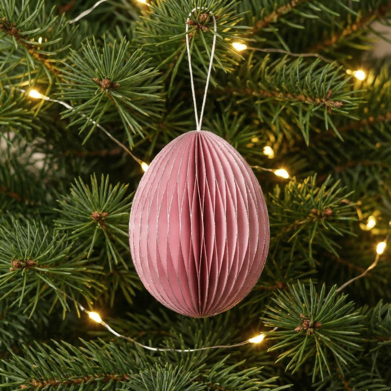 Fig Living Christmas Ornaments Festive Pink With Silver Glitter - Set Of Three