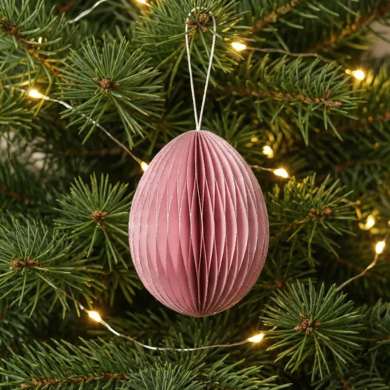Fig Living Christmas Ornaments Festive Pink With Silver Glitter - Set Of Three media 1