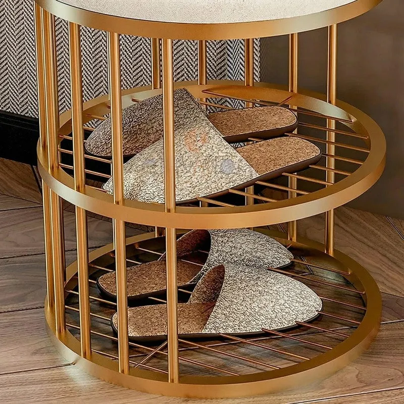 Minimal Metal Shoe Rack - Gold,White media 5