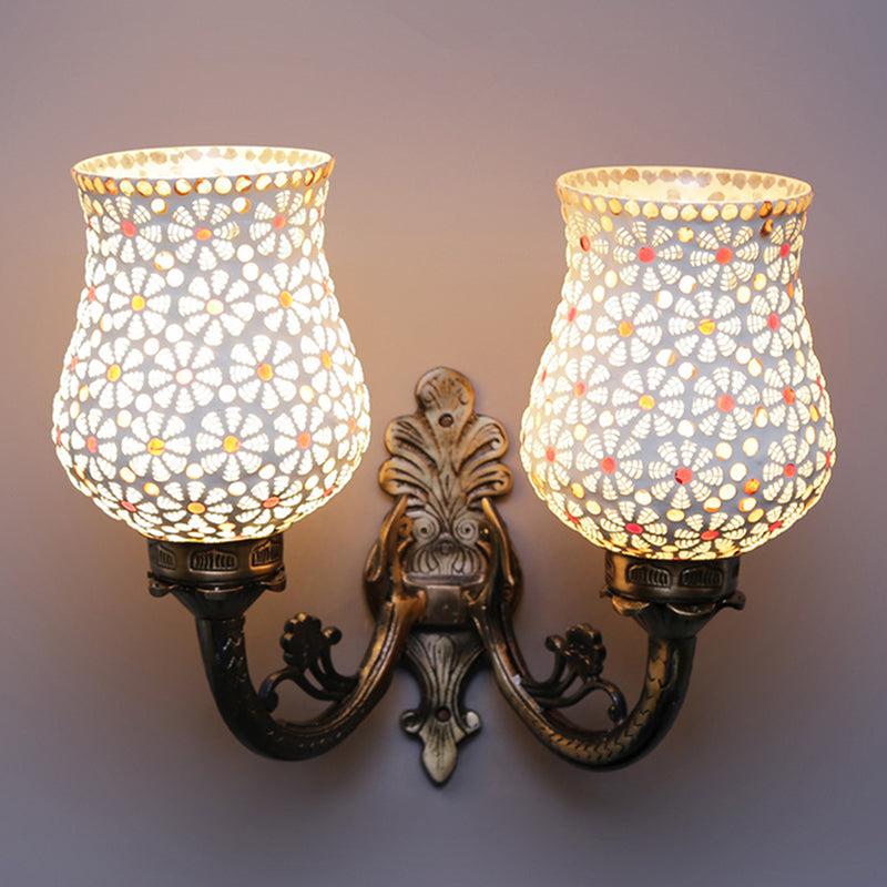 Omra Twinner Mosaic Glass & Metal Wall Lamp
