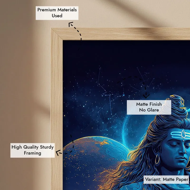 Peaceful Mahadev Meditating II Archival Paper Wall Art - Natural Brown Frame media 6