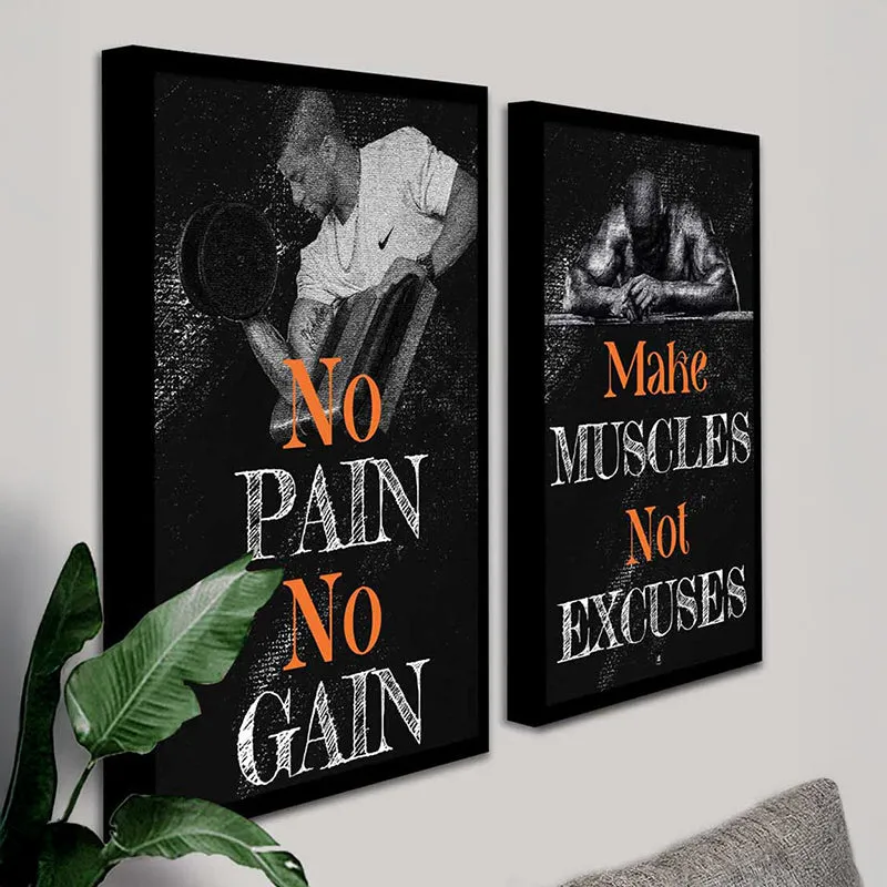 No Pain,No Gain Wall Art - Set Of Two media 4