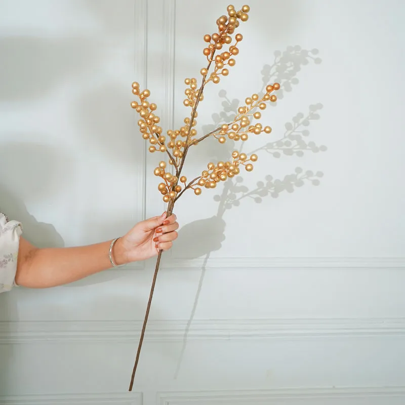 Faux Cherry Blossom Flower Stick (Gold) - 32 CM media 1