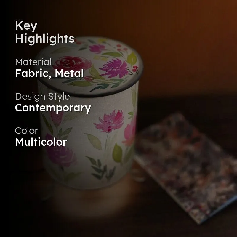 Baro Pastel Bloom Cylo Handpainted Fabric Table Lamp - Multicolor media 2