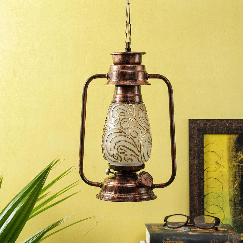 Saagar Mosaic Lantern Glass Ceiling Lamp - Copper media 3
