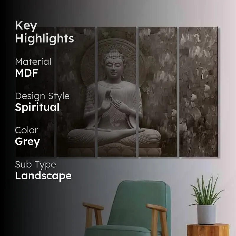 Buddha At Peace Wall Art - Five Piece Set media 2