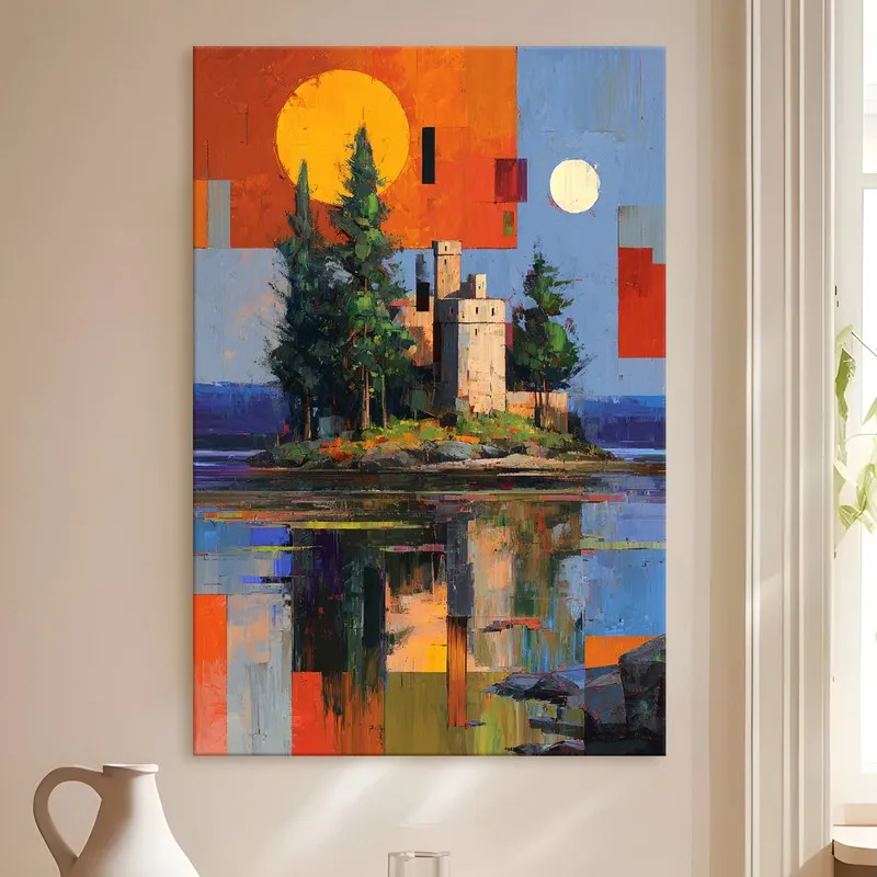 Sunset Island Castle Canvas Wall Art media 4