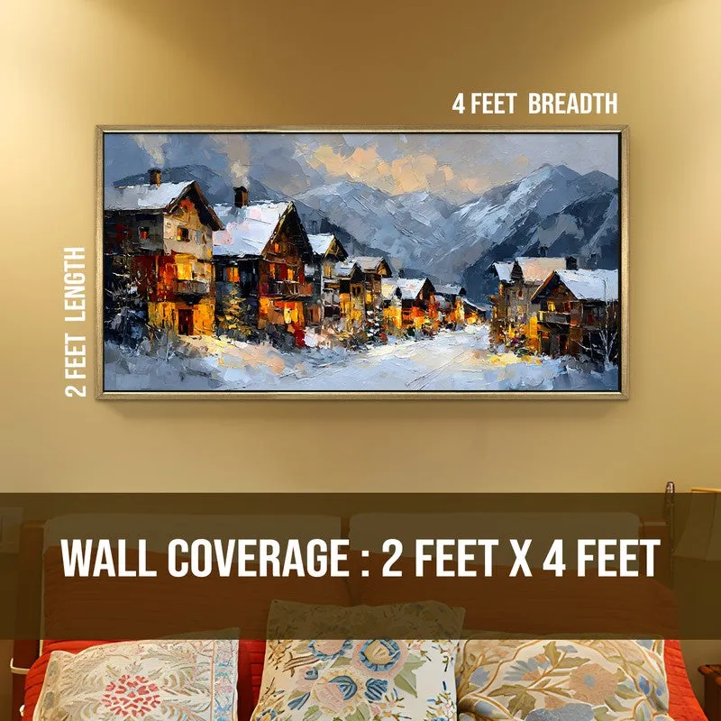 Hearthlight at Dusk Canvas Wall Painting With Frame media 8