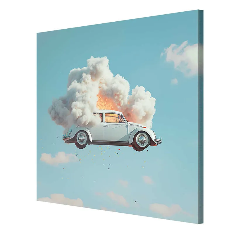 A Vintage Car In The Sky Wall Painting media 6