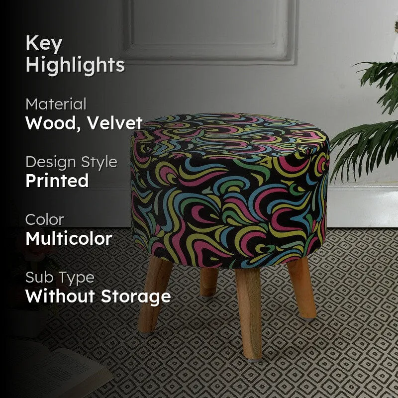 Avira Neonswirl Multicolor Engineered Wood Ottoman media 2