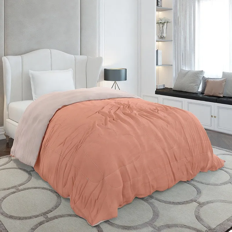 Monte Carlo Softelle Solid Polyester Reversible Comforter (Orange & Peach) - 110 GSM media 1