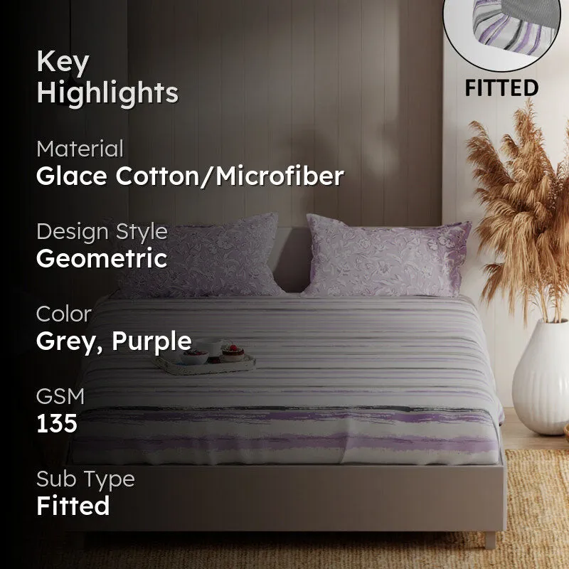 Linear Lux Fitted Microfiber Microfiber Bedsheet - 135 GSM media 2