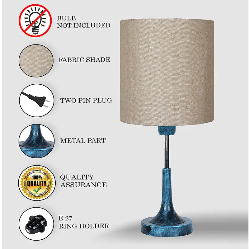 Arialla Bleu Drum Metal Table Lamp - Beige,Black media 4