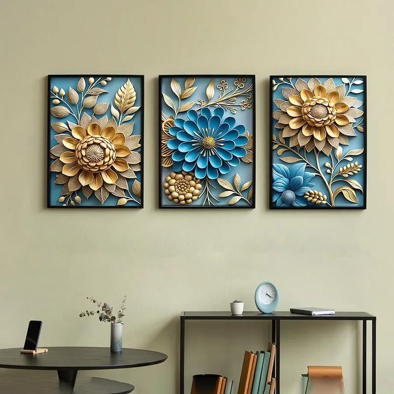 Cerulean Gold Wall Art With Frame - Set Of Three media 5