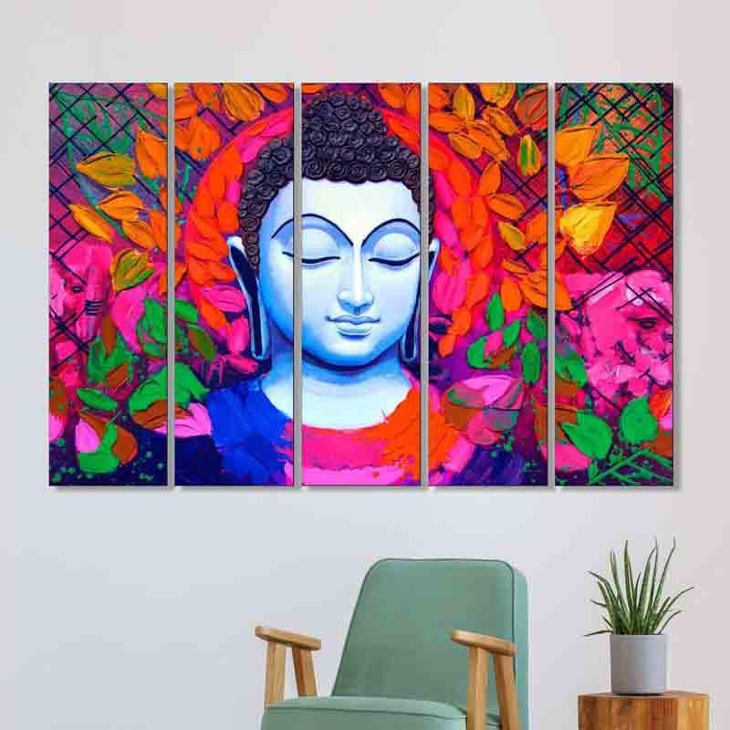 Chromatic Buddha Wall Art - Five Piece Set