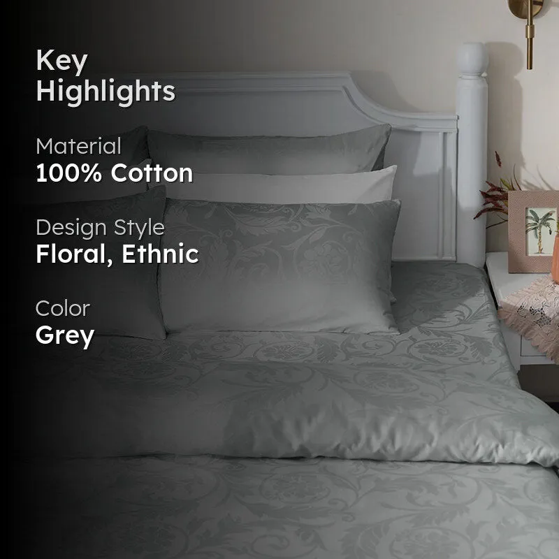 Bloom Bold Jacquard Pillow Cover (Light Grey) - Set Of Two media 2