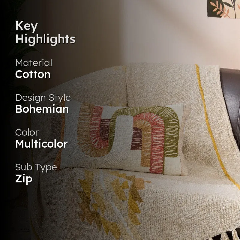 U Turn Embroidered Cotton Cushion media 2