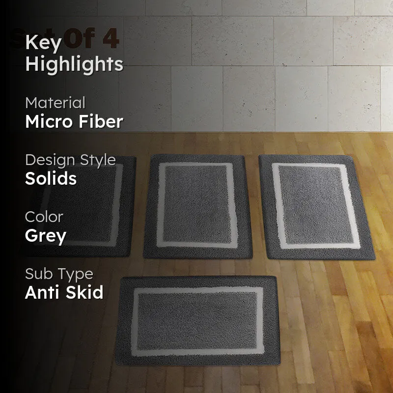 Luxe Anti Skid Bath Mat (Grey) - Set Of Four media 2