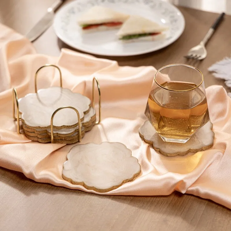 MarbleGlow Coaster Collection (Beige) - Seven Piece Set media 1
