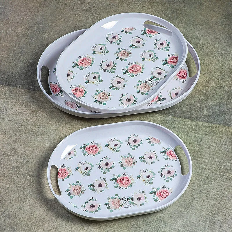 Vintage Fleurs Melamine Serving Tray - Set Of Three media 3