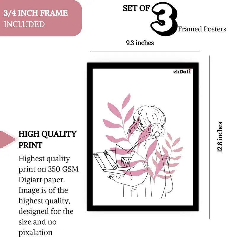Pink Persona Paper Wall Painting With Frame - Black media 10