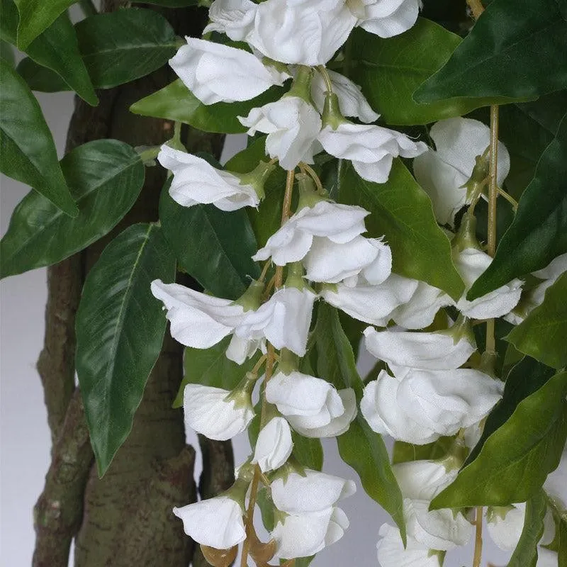 Faux Realtouch White Wisteria Tree With Black Plastic Pot - 5.9 Feet media 7