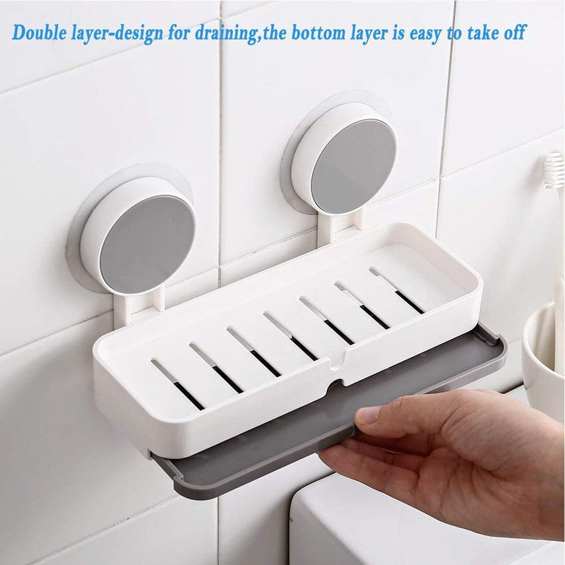 Non-Drill Wall Mounted Soap Rack with Drain Tray media 4