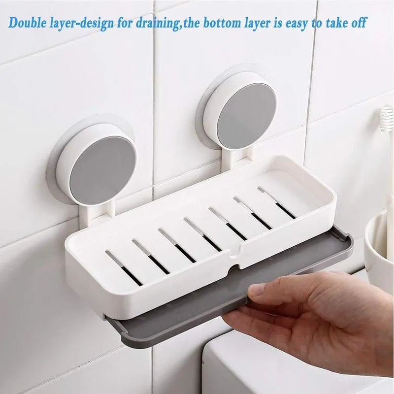 Non-Drill Wall Mounted Soap Rack with Drain Tray media 4