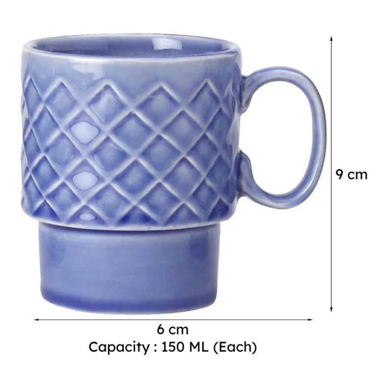 Monolith Mist Blue Ceramic Mug (150 mL Each) - Set Of Four media 7