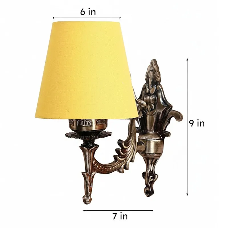 Vista Edrel Conical Fabric & Metal Wall Lamp - Yellow media 6